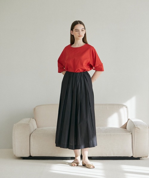 INED CLARO（イネドクラロ）の「リネンコットンフレアスカート【セットアップ対応】（スカート・レディース・ブラック/ブルー/オレンジ・フリー）」の9枚目の写真