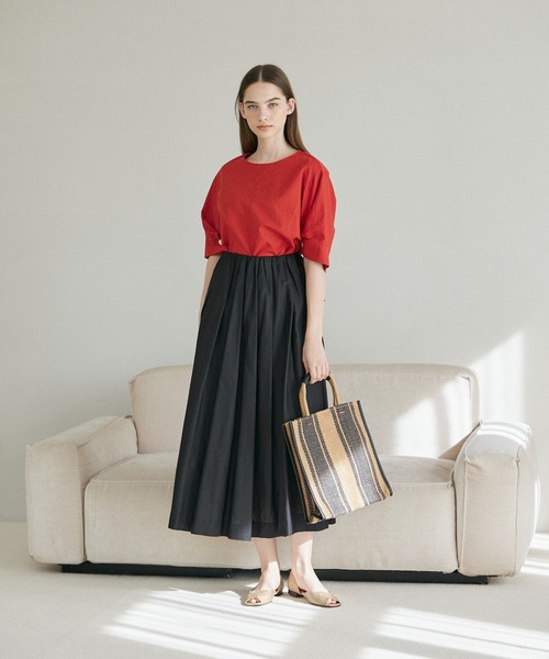 INED CLARO（イネドクラロ）の「リネンコットンフレアスカート【セットアップ対応】（スカート・レディース・ブラック/ブルー/オレンジ・フリー）」の10枚目の写真