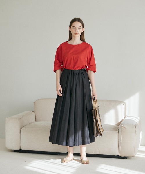 INED CLARO（イネドクラロ）の「リネンコットンフレアスカート【セットアップ対応】（スカート・レディース・ブラック/ブルー/オレンジ・フリー）」の13枚目の写真