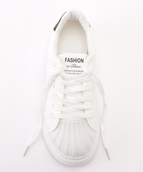 セール】オール ホワイト 厚底 コート スニーカー（スニーカー）｜Lace