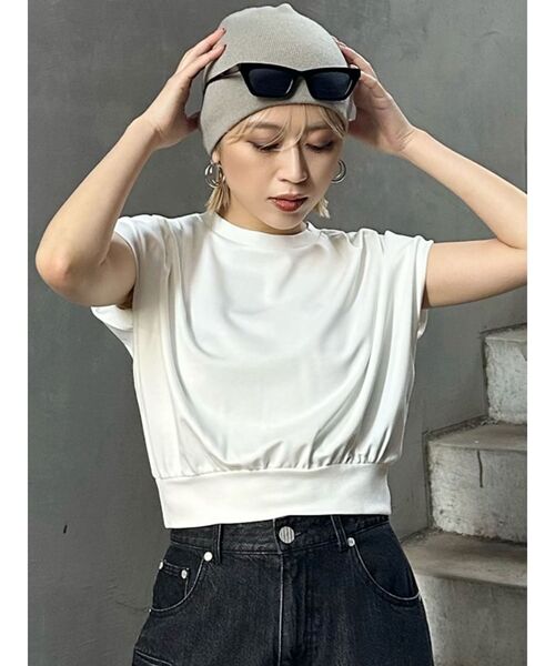MURUA（ムルーア）の「タックワイドショルダートップス（Tシャツ/カットソー・レディース・ブラック/ホワイト/ブルー/モカ・FREE）」の21枚目の写真