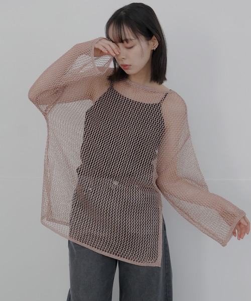 LIAN（リアン）の「ラメメッシュニットプルオーバー（ニット/セーター・レディース・ブラック/ピンク/シルバー・FREE）」の3枚目の写真
