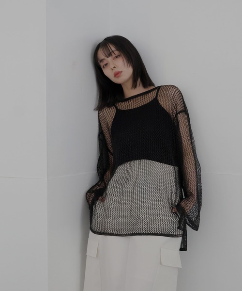 LIAN（リアン）の「ラメメッシュニットプルオーバー（ニット/セーター・レディース・ブラック/ピンク/シルバー・FREE）」の2枚目の写真