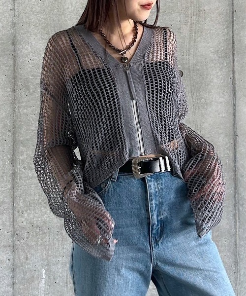 PAGEBOY（ページボーイ）の「ZIPメッシュカーディガン（カーディガン