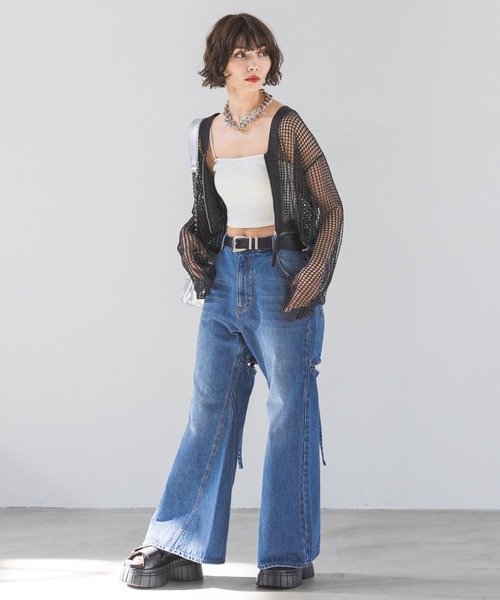カーディガン シアーメッシュフードボレロ レディース PAGEBOY カーディガン シアーカットフードボレロ レディース