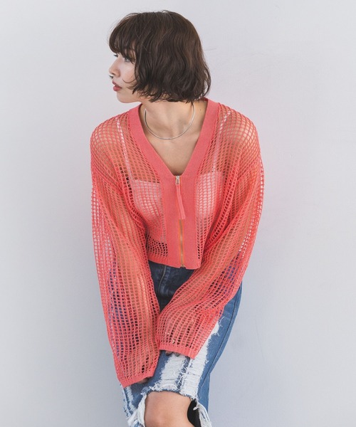 PAGEBOY（ページボーイ）の「ZIPメッシュカーディガン（カーディガン