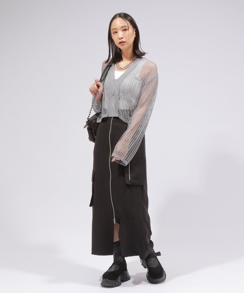 PAGEBOY(ページボーイ)の「ZIPメッシュカーディガン(カーディガン/ボレロ・レディース・ブラック/オフホワイト/グレー/コーラルピンク・FREE)」の18枚目の写真