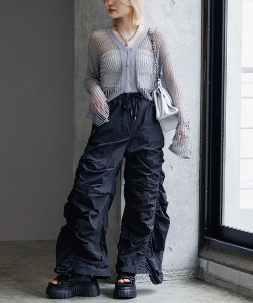 大人気完売　Pois ポワ ♡ メッシュ カーディガン ブラック PAGEBOY カーディガン ZIPメッシュカーディガン レディース