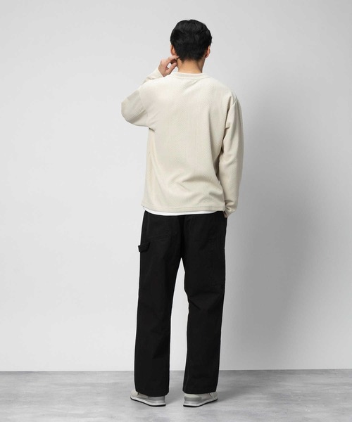 PLUS ONE(プラスワン)の「【PLUS ONE】長袖フェイクレイヤードランダムジャガードクルーネック(Tシャツ/カットソー・メンズ・ネイビー/ライトグレー/オフホワイト・S/M/L/XL)」の18枚目の写真