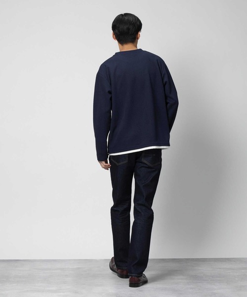 PLUS ONE(プラスワン)の「【PLUS ONE】長袖フェイクレイヤードランダムジャガードクルーネック(Tシャツ/カットソー・メンズ・ネイビー/ライトグレー/オフホワイト・S/M/L/XL)」の13枚目の写真