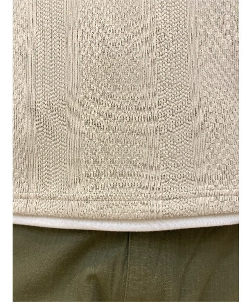 PLUS ONE(プラスワン)の「【PLUS ONE】長袖フェイクレイヤードランダムジャガードクルーネック(Tシャツ/カットソー・メンズ・ネイビー/ライトグレー/オフホワイト・S/M/L/XL)」の9枚目の写真
