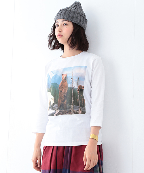 BEAMS BOY（ビームスボーイ）の「masacova! / 7分袖 プリントT（Tシャツ/カットソー・レディース・グレー/ホワイト・ONE SIZE）」の2枚目の写真