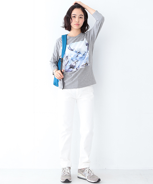 BEAMS BOY（ビームスボーイ）の「masacova! / 7分袖 プリントT（Tシャツ/カットソー・レディース・グレー/ホワイト・ONE SIZE）」の20枚目の写真