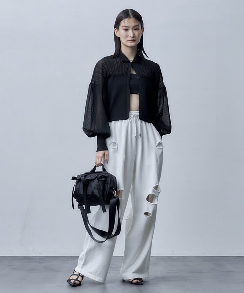 Firsthand(ファーストハンド)の「Firsthand/ファーストハンド ボリュームスリーブシアーニットカーディガン(カーディガン/ボレロ・レディース・ラベンダー/ホワイト/ブラック・FREE)」の20枚目の写真