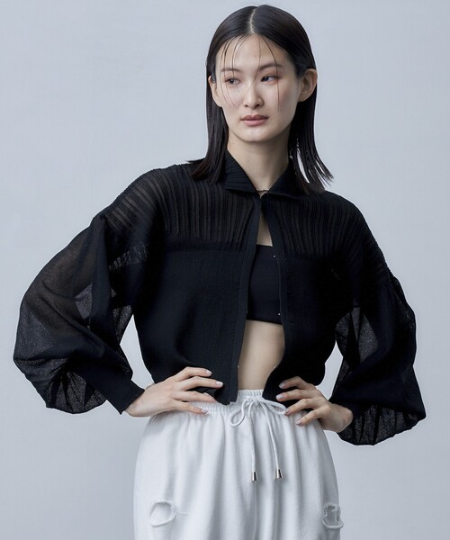 Firsthand(ファーストハンド)の「Firsthand/ファーストハンド ボリュームスリーブシアーニットカーディガン(カーディガン/ボレロ・レディース・ラベンダー/ホワイト/ブラック・FREE)」の22枚目の写真