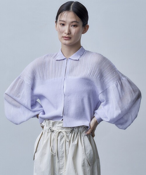 Firsthand(ファーストハンド)の「Firsthand/ファーストハンド ボリュームスリーブシアーニットカーディガン(カーディガン/ボレロ・レディース・ラベンダー/ホワイト/ブラック・FREE)」の17枚目の写真