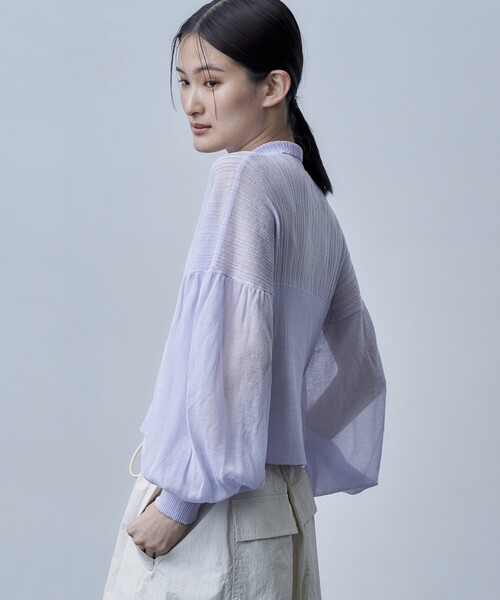 Firsthand(ファーストハンド)の「Firsthand/ファーストハンド ボリュームスリーブシアーニットカーディガン(カーディガン/ボレロ・レディース・ラベンダー/ホワイト/ブラック・FREE)」の10枚目の写真