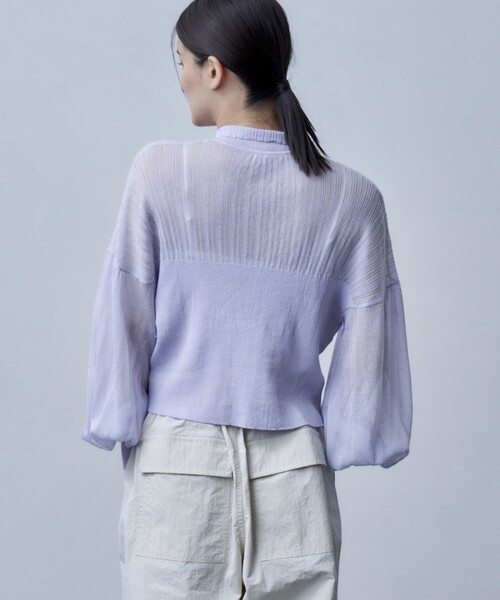 Firsthand(ファーストハンド)の「Firsthand/ファーストハンド ボリュームスリーブシアーニットカーディガン(カーディガン/ボレロ・レディース・ラベンダー/ホワイト/ブラック・FREE)」の8枚目の写真