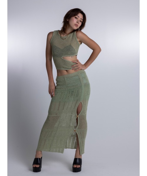 DURAS（デュラス）の「Side open knit（ニット/セーター・レディース・ブラック/ベージュ/グリーン・FREE）」の9枚目の写真