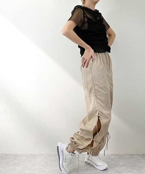 STYLEBLOCK(スタイルブロック)の「タフタサイドリボンパンツ(その他パンツ・レディース・ホワイト系その他/ベージュ/ブラック・M)」の6枚目の写真