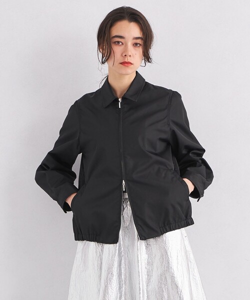 green label relaxing（グリーンレーベルリラクシング）の「<SEASONAL COLLECTION>スウィングトップ ブルゾン（ナイロンジャケット・レディース・ベージュ/ブラック・FREE）」の2枚目の写真