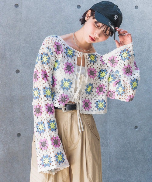 PAGEBOY（ページボーイ）の「クロシェライクボレロ（カーディガン/ボレロ・レディース・ホワイト系その他/ブラック/オフホワイト・FREE）」の4枚目の写真