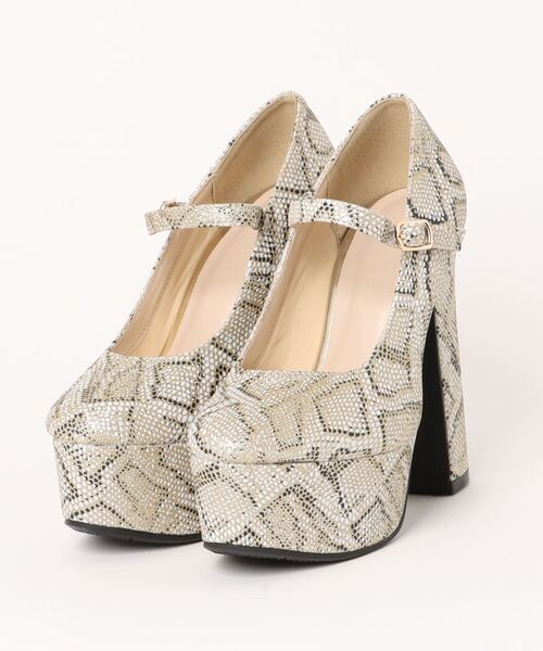 Elvis Luce（エルビスルーチェ）の「ElvisLuce(エルビスルーチェ)13.5cm厚底ストームヒールパンプス（パンプス・レディース・ホワイト/ブラック/ブラック系その他/ゴールド/ブラック系その他2/グレー系その他/ブラック系その他3/シルバー・M/L/LL/S）」の8枚目の写真