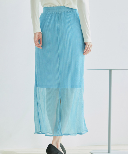 Jayro（ジャイロ）の「ラメプリーツ　スリットタイトスカート（スカート・レディース・ベージュ/グレー/ブルー・M）」の5枚目の写真