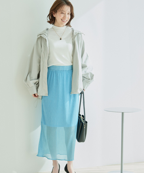 Jayro（ジャイロ）の「ラメプリーツ　スリットタイトスカート（スカート・レディース・ベージュ/グレー/ブルー・M）」の7枚目の写真