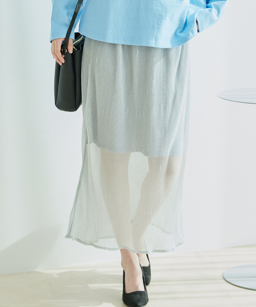 Jayro（ジャイロ）の「ラメプリーツ　スリットタイトスカート（スカート・レディース・ベージュ/グレー/ブルー・M）」の8枚目の写真