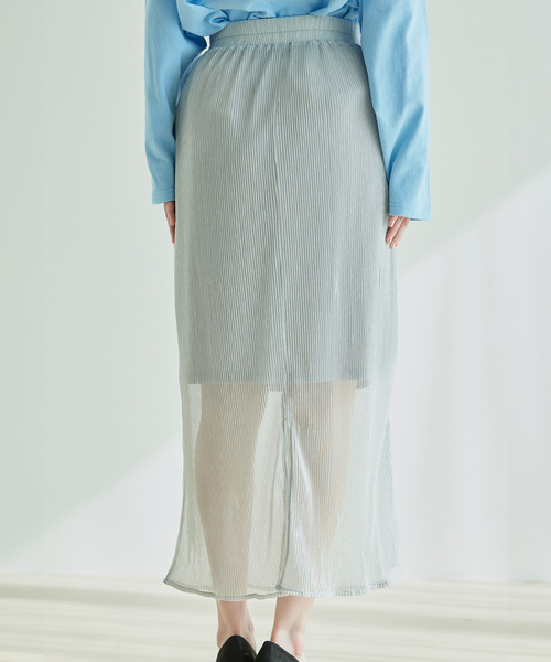Jayro（ジャイロ）の「ラメプリーツ　スリットタイトスカート（スカート・レディース・ベージュ/グレー/ブルー・M）」の18枚目の写真