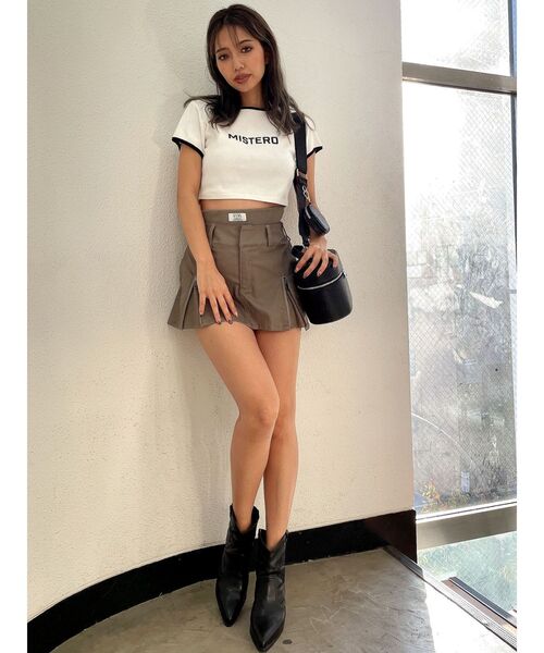 GYDA（ジェイダ）の「MISTEROリンガーショートTシャツ（Tシャツ/カットソー・レディース・オフホワイト/ブラック・FREE）」の3枚目の写真