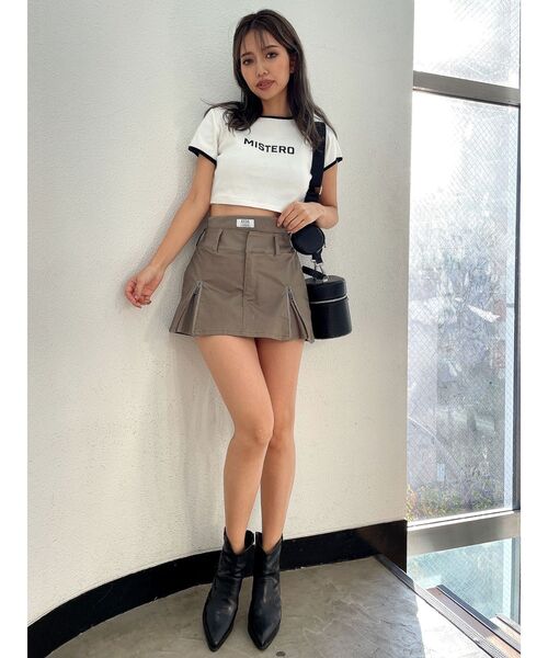 GYDA（ジェイダ）の「MISTEROリンガーショートTシャツ（Tシャツ/カットソー・レディース・オフホワイト/ブラック・FREE）」の7枚目の写真