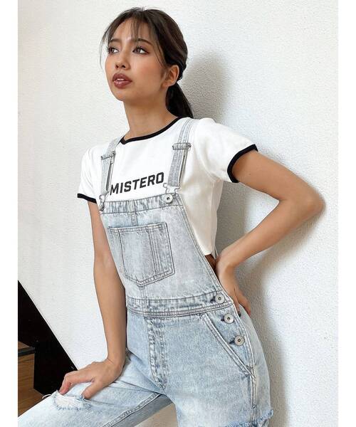 GYDA（ジェイダ）の「MISTEROリンガーショートTシャツ（Tシャツ/カットソー・レディース・オフホワイト/ブラック・FREE）」の10枚目の写真