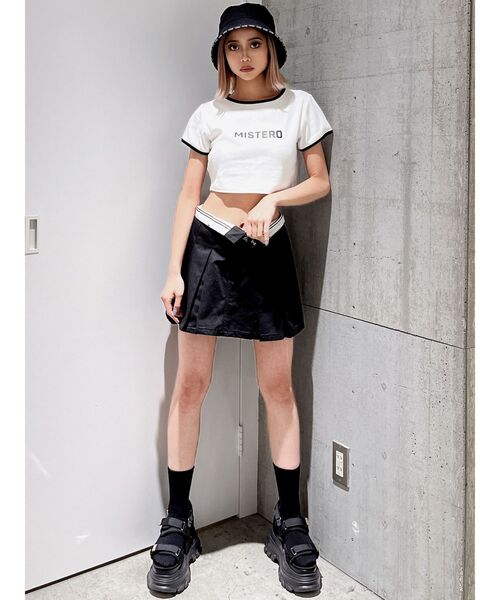 GYDA（ジェイダ）の「MISTEROリンガーショートTシャツ（Tシャツ/カットソー・レディース・オフホワイト/ブラック・FREE）」の19枚目の写真