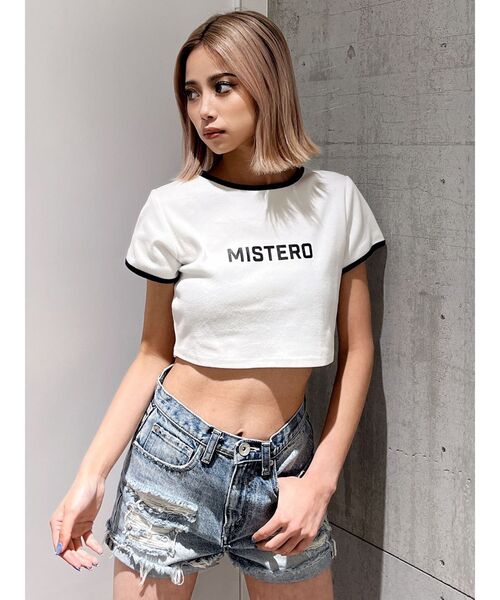 GYDA（ジェイダ）の「MISTEROリンガーショートTシャツ（Tシャツ/カットソー・レディース・オフホワイト/ブラック・FREE）」の22枚目の写真