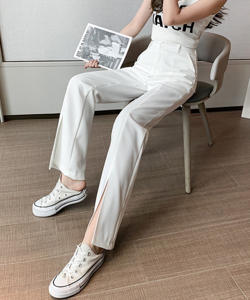 セール】フロントスリット ワイドパンツ オフィス（スラックス