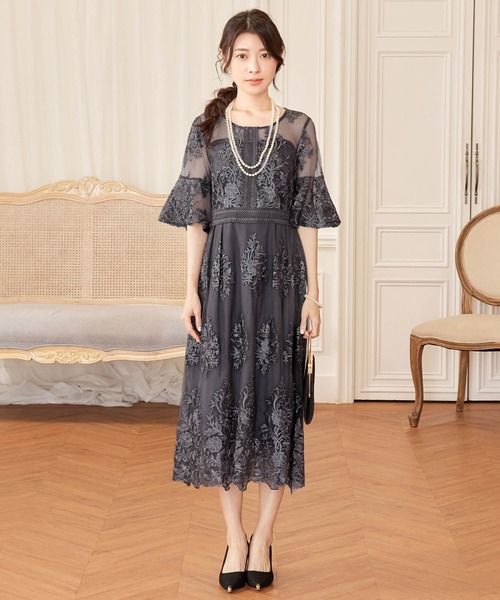 【色とサイズが選べる】ロングドレス フォーマルドレス ミモレ丈 ロング丈 刺繍 大人 大きいサイズ レディース パーティードレス チャイナドレス 刺繍 ロング丈 パーティードレス 7分袖 エレガント