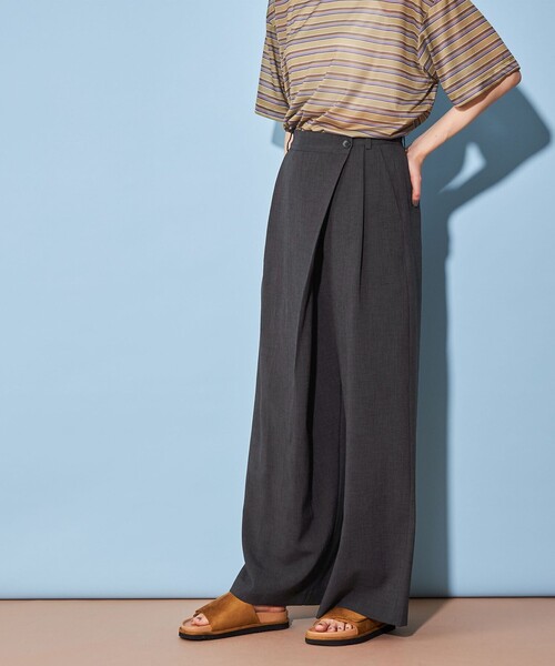 CITEN（シテン）の「＜CITEN＞ラップ ワイド パンツ（その他パンツ・レディース・ダークグレー/ベージュ・S/M）」の5枚目の写真