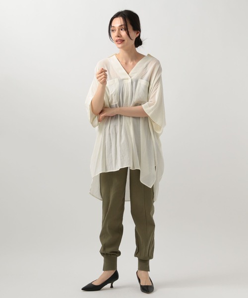 BAYFLOW（ベイフロー）の「シアーBIGシャツプルオーバー（シャツ/ブラウス・レディース・オフホワイト/ピンク/モカ・FREE）」の6枚目の写真