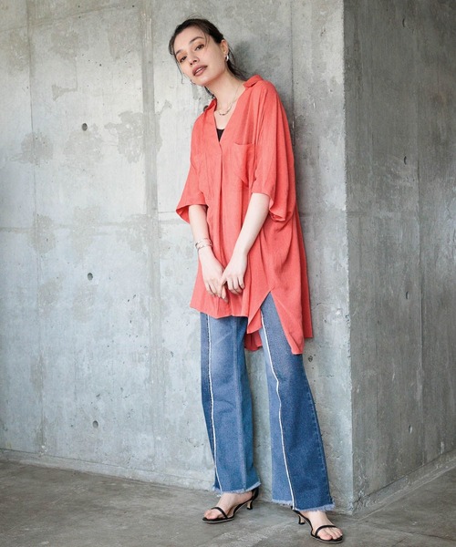 BAYFLOW（ベイフロー）の「シアーBIGシャツプルオーバー（シャツ/ブラウス・レディース・オフホワイト/ピンク/モカ・FREE）」の21枚目の写真