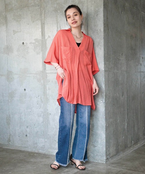 BAYFLOW（ベイフロー）の「シアーBIGシャツプルオーバー（シャツ/ブラウス・レディース・オフホワイト/ピンク/モカ・FREE）」の22枚目の写真