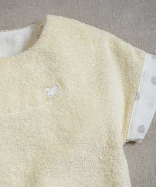 NAOMI ITO（ナオミイトウ）の「【NAOMI ITO(ナオミイトウ)】 オーガニックパイル 半袖2wayドレス 50～70cm（ロンパース・キッズ・ライトグリーン/クリーム・50-70cm）」の8枚目の写真