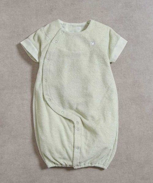 NAOMI ITO（ナオミイトウ）の「【NAOMI ITO(ナオミイトウ)】 オーガニックパイル 半袖2wayドレス 50～70cm（ロンパース・キッズ・ライトグリーン/クリーム・50-70cm）」の9枚目の写真