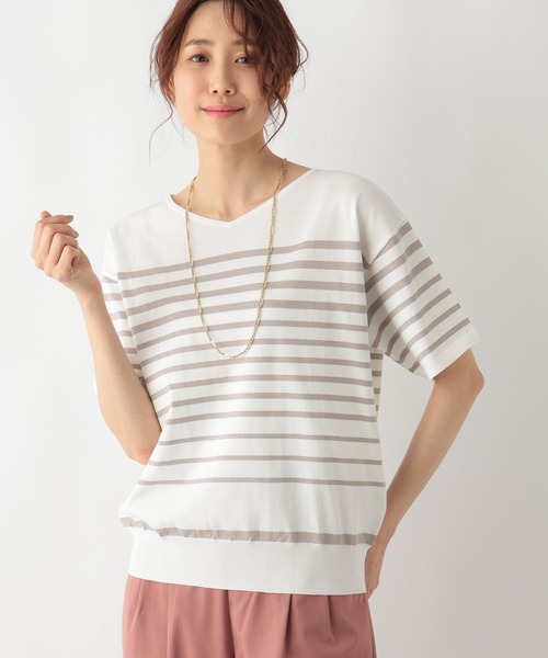 GLOBAL WORK(グローバルワーク)の「スッキレイサラサラVネックプルオーバー/987141(Tシャツ/カットソー・レディース・ブルー/アイボリー/ブラック/ホワイト×ブラック/アイボリー系5/ネイビー×ホワイト/ライラック/モカ/マスタード/ミント/ライトグレー/テラコッタ/ライトオリーブ/シルバー系3/ブラウン系8・S/M/L)」の9枚目の写真