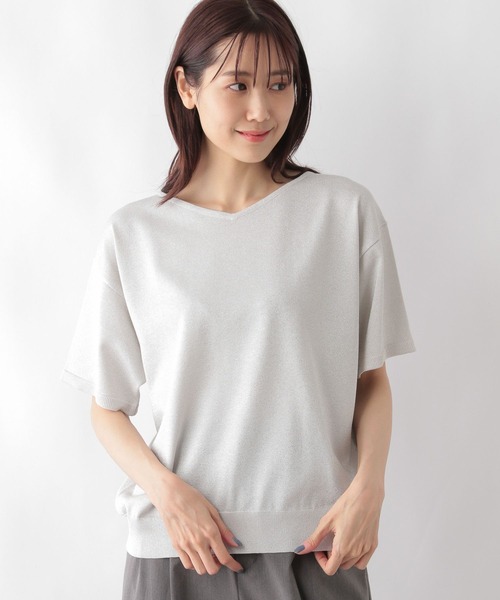 GLOBAL WORK(グローバルワーク)の「スッキレイサラサラVネックプルオーバー/987141(Tシャツ/カットソー・レディース・ブルー/アイボリー/ブラック/ホワイト×ブラック/アイボリー系5/ネイビー×ホワイト/ライラック/モカ/マスタード/ミント/ライトグレー/テラコッタ/ライトオリーブ/シルバー系3/ブラウン系8・S/M/L)」の15枚目の写真