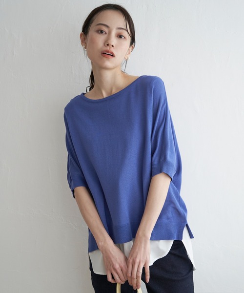 ikka(イッカ)の「【2点セット】ドルマンニットアンサンブル(アンサンブル・レディース・ブラック/ベージュ/ブルー・L/M/S)」の3枚目の写真