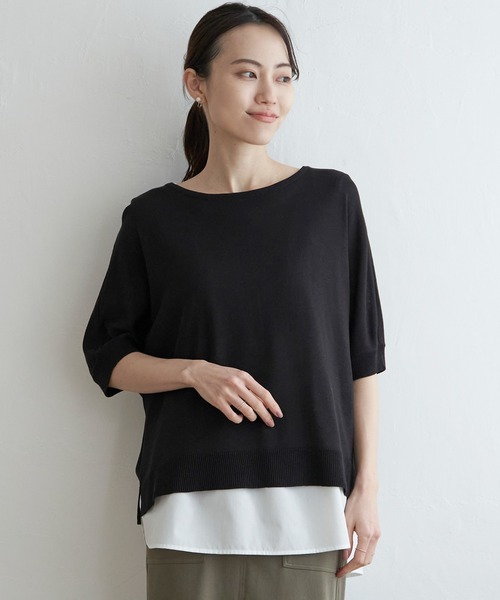 ikka(イッカ)の「【2点セット】ドルマンニットアンサンブル(アンサンブル・レディース・ブラック/ベージュ/ブルー・L/M/S)」の2枚目の写真