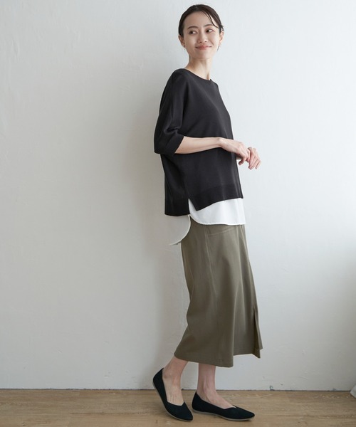 ikka(イッカ)の「【2点セット】ドルマンニットアンサンブル(アンサンブル・レディース・ブラック/ベージュ/ブルー・L/M/S)」の5枚目の写真