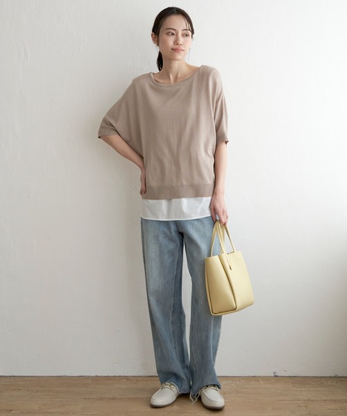 ikka(イッカ)の「【2点セット】ドルマンニットアンサンブル(アンサンブル・レディース・ブラック/ベージュ/ブルー・L/M/S)」の6枚目の写真
